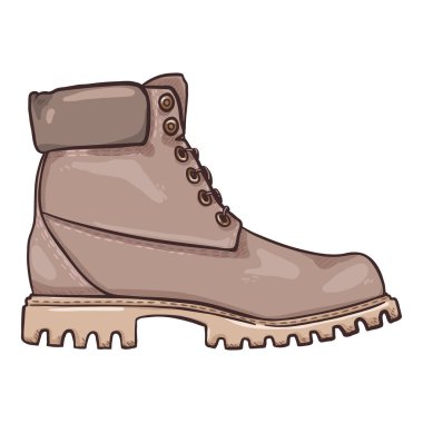 Cartoon Light Gray Work Boots. Vector Illustration Side View