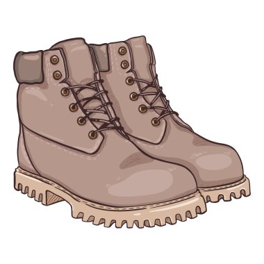 Cartoon Light Gray Work Boots. Vector Illustration