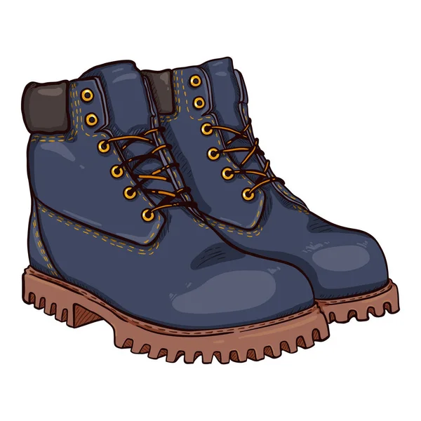 Cartoon Dark Blue Work Boots Vector Illustration — Stock Vector