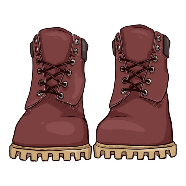 Cartoon Red Work Boots Front View Vector Illustration — 图库矢量图片