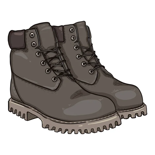 Cartoon Dark Gray Work Boots Vector Illustration — Stock Vector