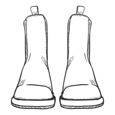 Vector Sketch Chelsea Ayakkabıları. Klasik Erkek Çizmeleri.