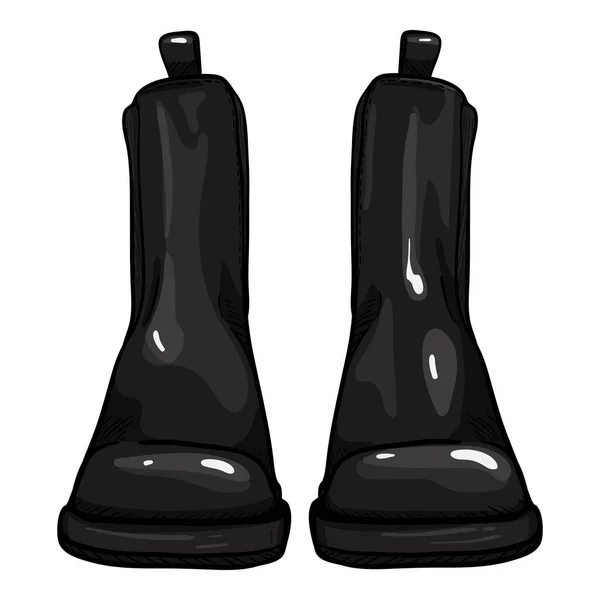 Zapatos Cuero Negro Vectorial Botas Chelsea Clásicas Dibujos Animados Vista — Vector de stock