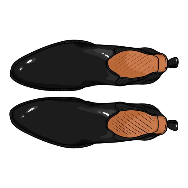 Zapatos Cuero Negro Vectorial Botas Chelsea Clásicas Dibujos Animados — Vector de stock