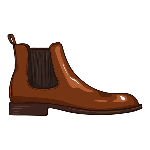 Sapatos Couro Vector Brown Desenhos Animados Clássicos Chelsea Botas — Vetor de Stock