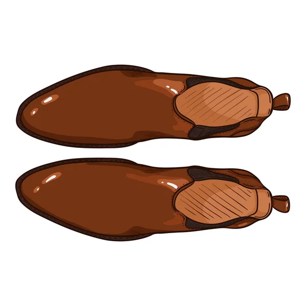Vector Braune Lederschuhe Cartoon Klassiker Chelsea Boots — Stockvektor