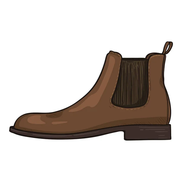Διάνυσμα Καφέ Σουέντ Παπούτσια Κινούμενα Σχέδια Classic Chelsea Μπότες — Διανυσματικό Αρχείο