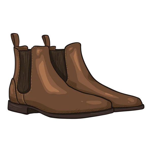 Zapatos Gamuza Vector Brown Botas Chelsea Clásicas Dibujos Animados — Vector de stock