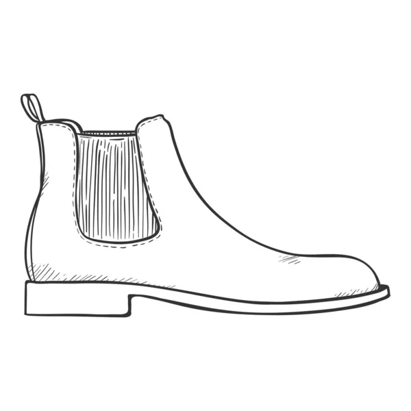 Vektor Vázlat Chelsea Cipő Klasszikus Férfi Csizma — Stock Vector