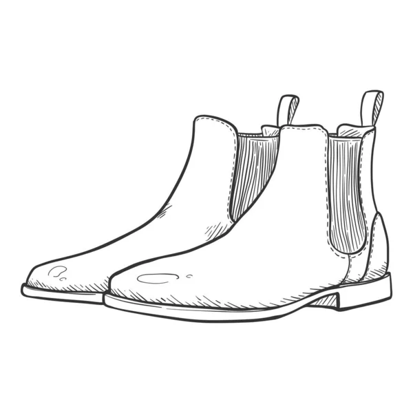 Vector Sketch Chelsea Shoes Homens Clássicos Botas — Vetor de Stock