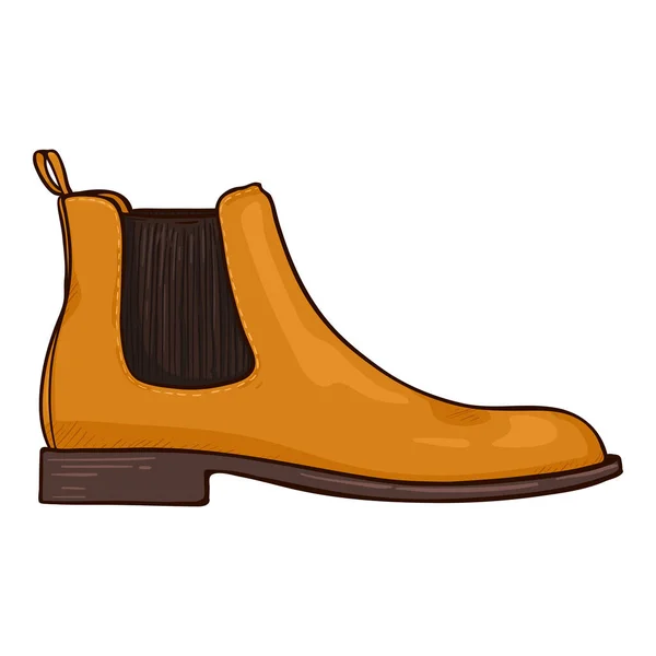 Scarpe Camoscio Giallo Vettoriale Cartoon Classic Chelsea Stivali — Vettoriale Stock