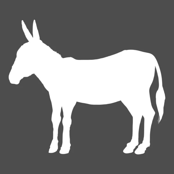 Vektor Weiße Silhouette Des Esels Auf Schwarzem Hintergrund — Stockvektor