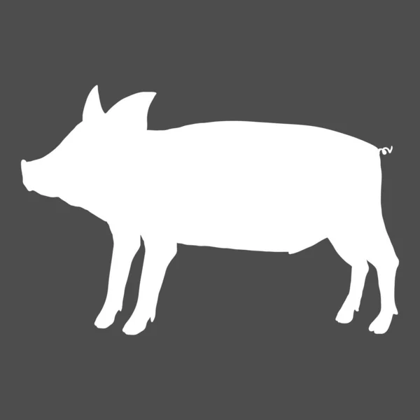 ピグレット アイコン 小さな豚のベクトルホワイトシルエット — ストックベクタ