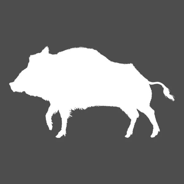 Vector Wild Boar White Silhouette Illustration — Stockvektor