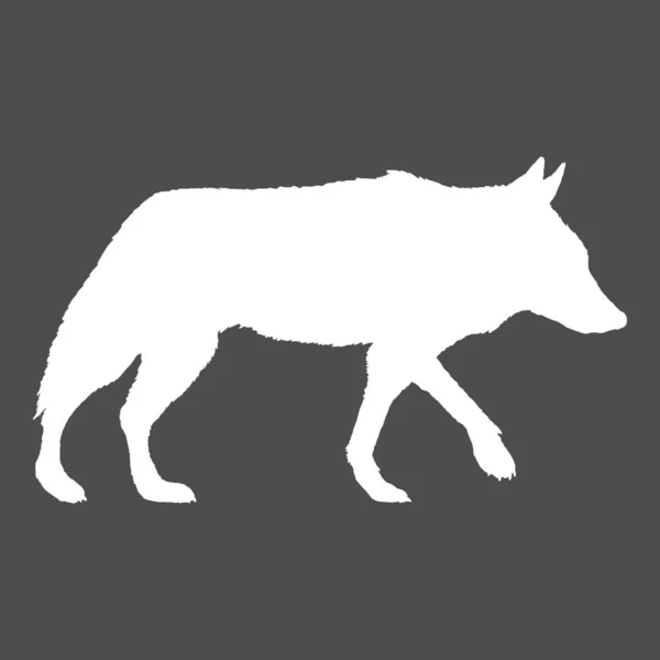 Wolf Walking Side View Vector Silueta Blanca — Archivo Imágenes Vectoriales
