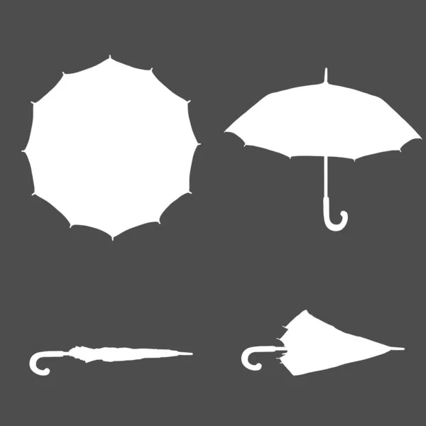 Vector Set Whitesilhouette Umbrellas 약자이다 — 스톡 벡터
