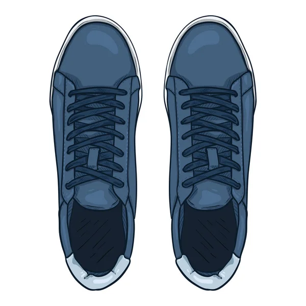 Vector Cartoon Blue Sneakers Smart Casual Shoes Illustration Pohled Nahoru — Stockový vektor