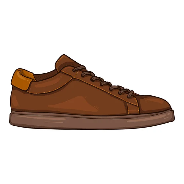 Vector Cartoon Brown Sneakers Slimme Casual Schoenen Illustratie Zijaanzicht — Stockvector