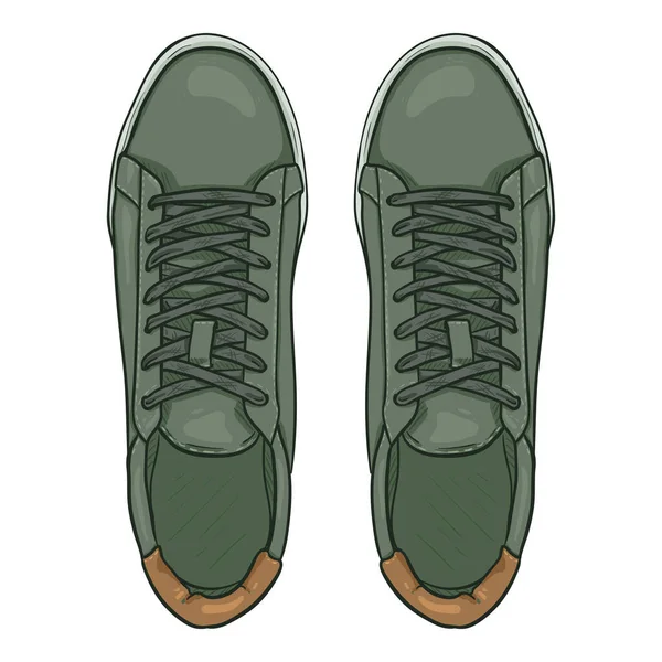Vektör Yeşil Spor Ayakkabılar Akıllı Gündelik Ayakkabı Çizimi Üst Görünüm — Stok Vektör