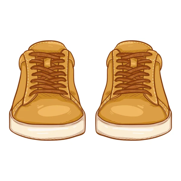 Векторний Мультфільм Жовті Кросівки Розумна Ілюстрація Випадкового Взуття Вид Спереду — стоковий вектор