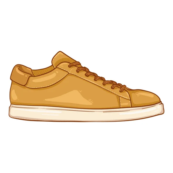 Vector Cartoon Amarelo Sneakers Sapatos Casuais Inteligentes Ilustração Vista Lateral — Vetor de Stock