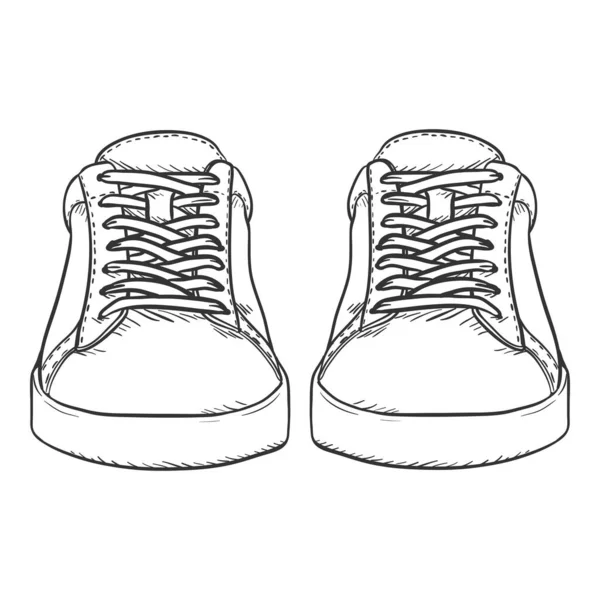 Vector Sketch Sneakers Smart Casual Shoes Illustration Front View — Stock Vector