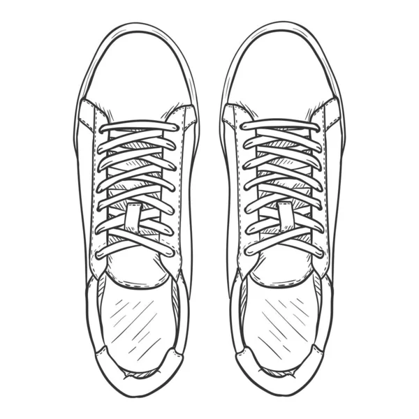 Scarpe Ginnastica Vector Sketch Smart Casual Shoes Illustrazione Vista Dall — Vettoriale Stock