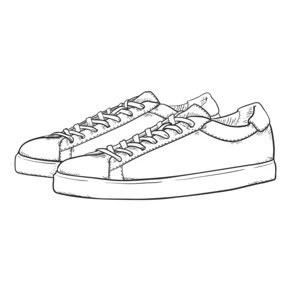 Scarpe Ginnastica Vector Sketch Smart Casual Shoes Illustrazione Vista Laterale — Vettoriale Stock