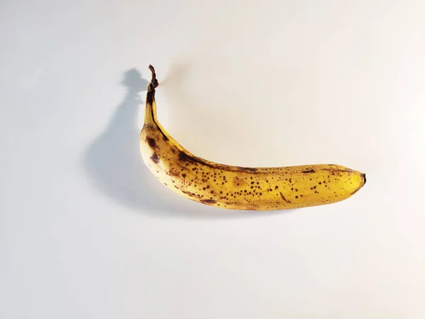 Foto Single Overmope Banana Vit Bakgrund — Stockfoto