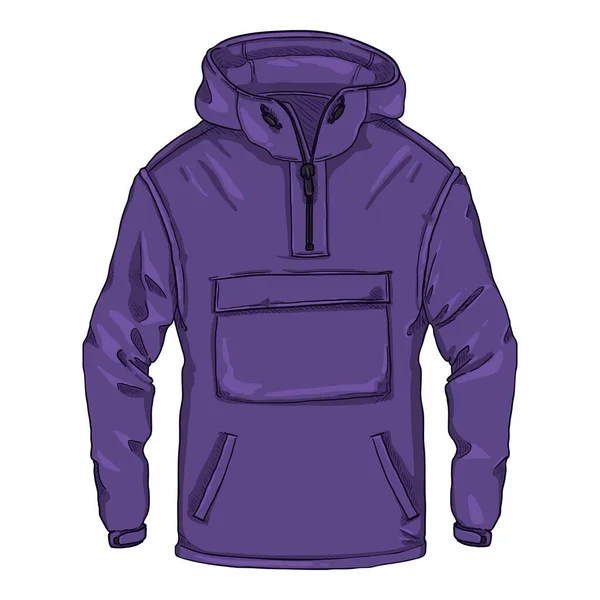 Vektor Cartoon Purple Anorak Casual Rain Jacket — Stockový vektor