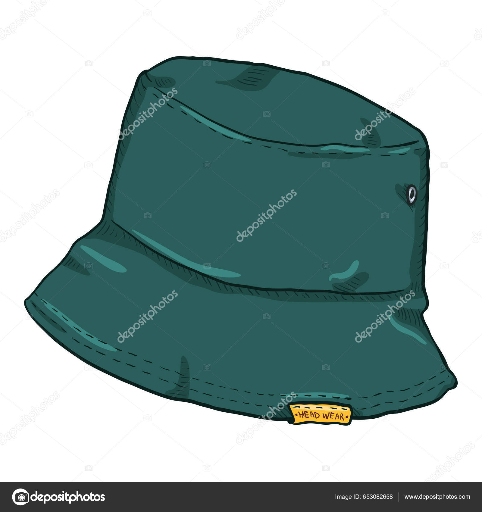 Vector Single Cartoon Green Bucket Hat Urban Street Style Stock Vector by  ©nikiteev 653082658