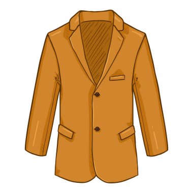 Erkek Takım Elbisesi. İngiliz Hardal Rengi. Ceket Vektörü Çizgi Film İllüstrasyonu.