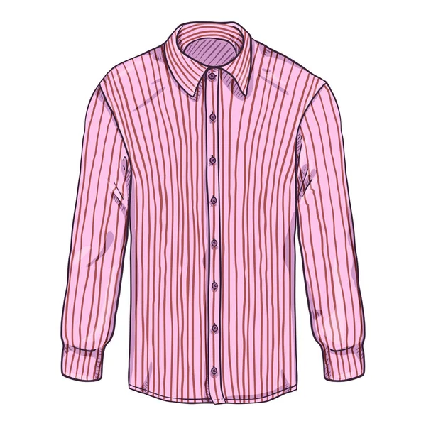矢量漫画长眠粉红条纹经典男式衬衫 — 图库矢量图片