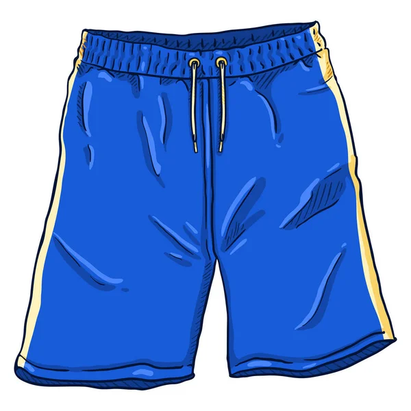 Vector Cartoon Illustration Blue Basketball Shorts Yellow Strips Laces Dalam - Stok Vektor