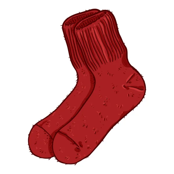 Calcetines Lana Roja Dibujos Animados Vectoriales Estilo Oldschool — Vector de stock