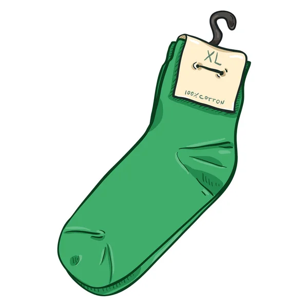 Vektorové Kreslené Ilustrace Nové Zelené Ponožky Papírovým Štítkem — Stockový vektor