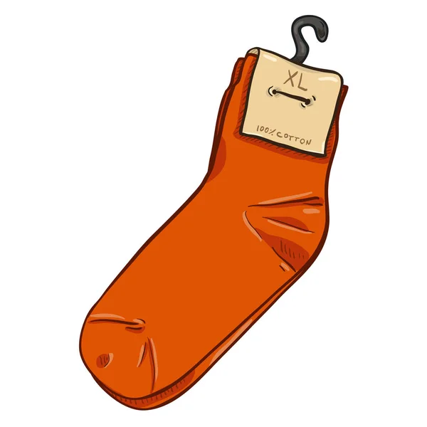 Vektorové Kreslené Ilustrace Nové Oranžové Ponožky Papírovým Štítkem — Stockový vektor