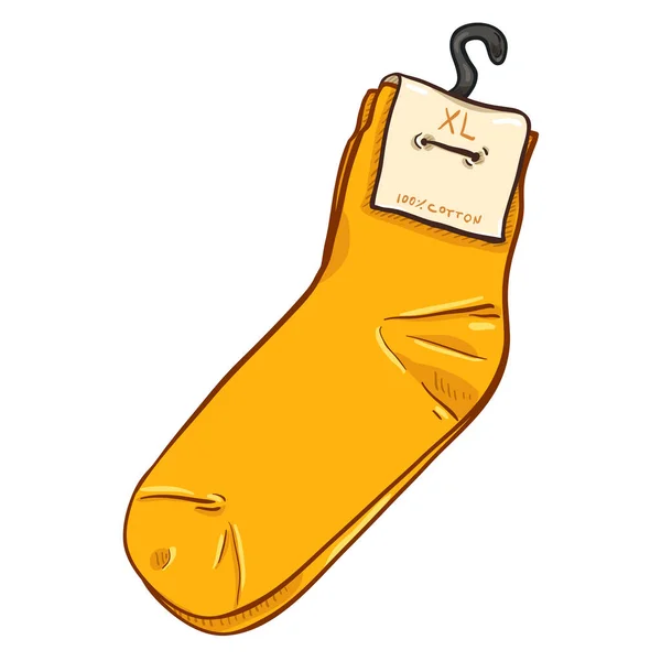 Vektorové Kreslené Ilustrace Nové Žluté Ponožky Papírovým Štítkem — Stockový vektor