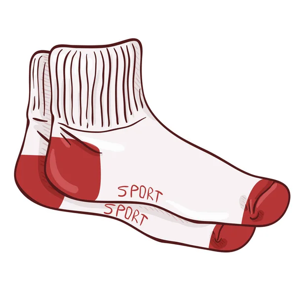 Vektor Tecknad Illustration Sport Style Röd Och Vit Strumpor — Stock vektor