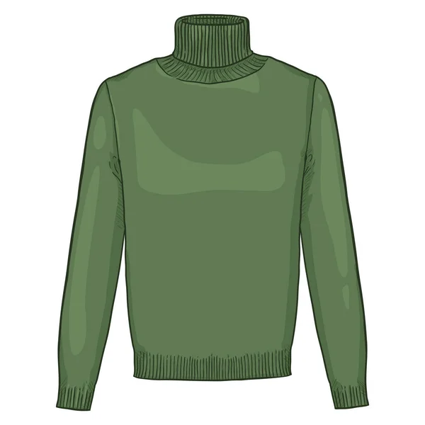 Maglione Collo Alto Verde Vettoriale Uomo Abbigliamento Cartoon Illustrazione — Vettoriale Stock