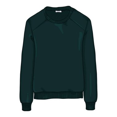 Vektör Çizgi Film Çizimi Koyu Yeşil Sweatshirt