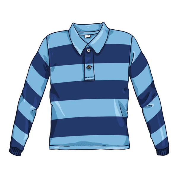 Camisa Rugby Listrada Azul Vector Cartoon — Vetor de Stock