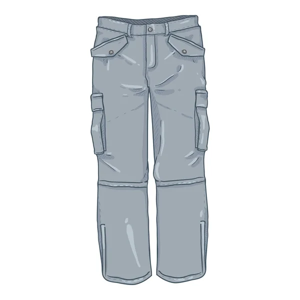 Vector Cartoon Illustration Winter Gray Hiking Trousers - Stok Vektor