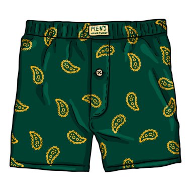 Şekilli Vektör Yeşil Erkek İç Çamaşırı. Pamuk Adam Özeti