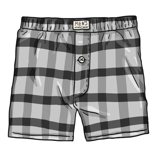 Vector Cartoon Checkered Gray Male Underwear Briefjes Van Katoenmannen — Stockvector