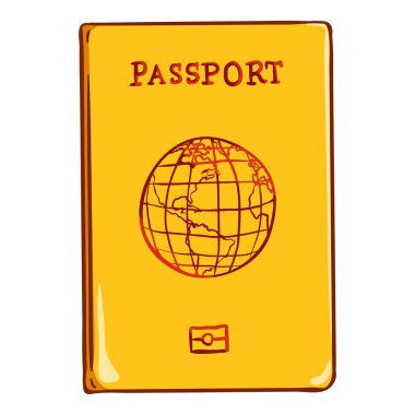 Vector Cartoon Yellow International Passport. Front View. clipart