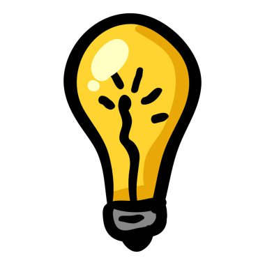 Vektör Ampul Doodle Simgesi Beyaz Arkaplanda