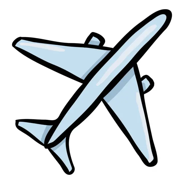 Avião Doodle Único Ícone Fundo Branco — Vetor de Stock