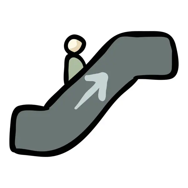 Escada Rolante Para Cima Direção Doodle Ícone — Vetor de Stock