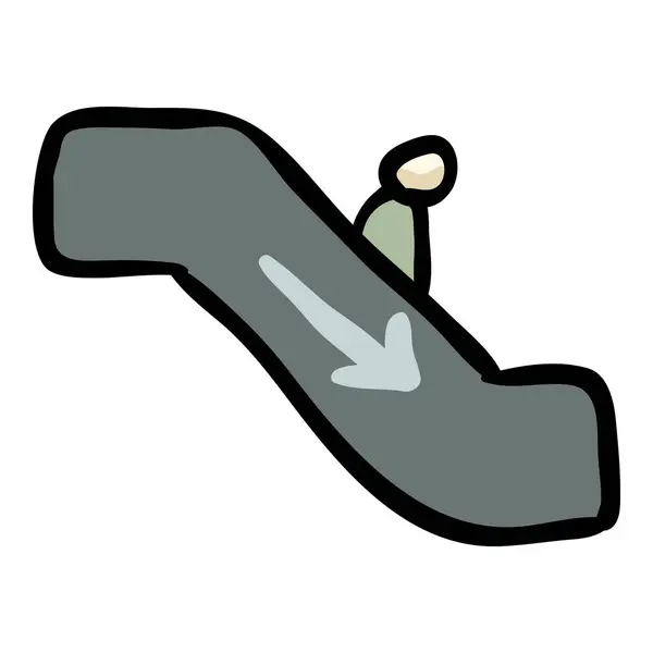 Roltrap Omlaag Richting Doodle Icon — Stockvector
